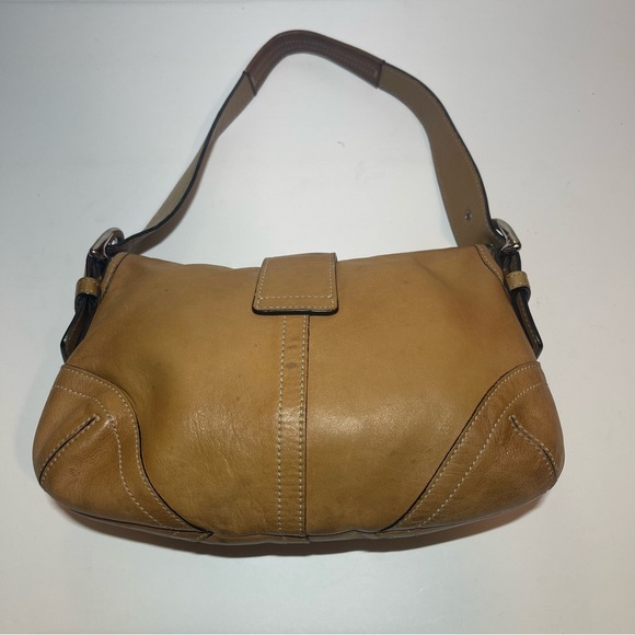 Coach Tan Leather Shoulder Bag with Silver Accents - Picture 3 of 12